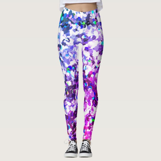 Leggings Leguas Purpurinas de la Escala de Sirena Azul Púrp (Anverso)