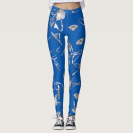 Leggings Legumbres azules destrozadas de vidrio y diamantes