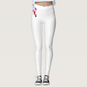 Leggings Leguminosas blancas con huella de orquídea