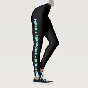 Leggings Lema de empresa personalizado Electric-Blue sobre 