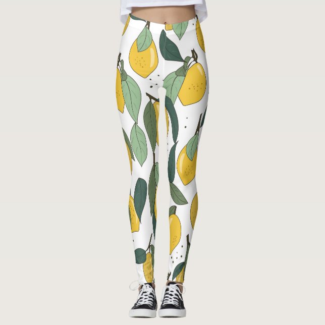Leggings Lemon Tropical: Brillante Viña sin Marea (Anverso)