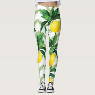Leggings Lemon zigzag: patrón pintado a mano.
