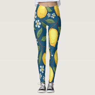 Leggings Lemones Amarillos: Patrón de fruta tropical.