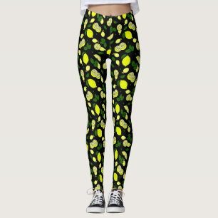 Leggings Lemones ilustrados deja un patrón de verano modern