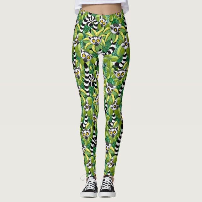 Leggings Lemures de Madagascar en la selva exótica (Anverso)
