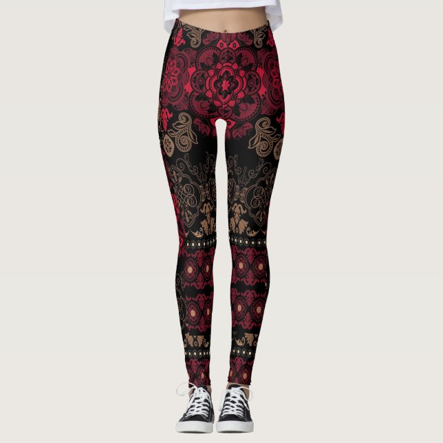 Leggings lentes de belleza rojas y negras (Anverso)
