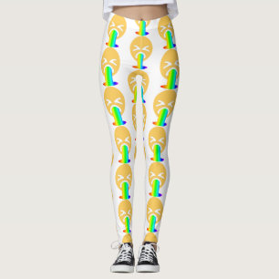Leggings lentes de emoji de puke de arco iris