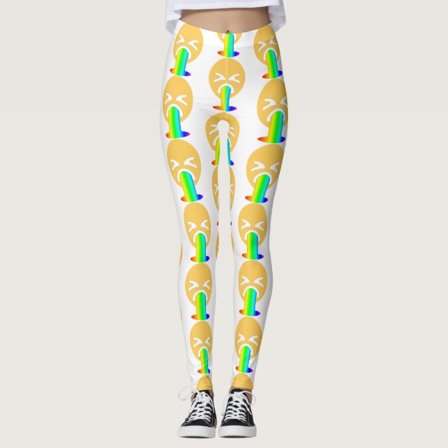 Leggings lentes de emoji de puke de arco iris (Anverso)