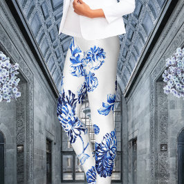 Leggings Leóbice floral bruta capri Blue Vintage