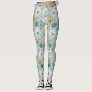 Leggings León caprichoso - Amarillo, blanco y Verde azulado