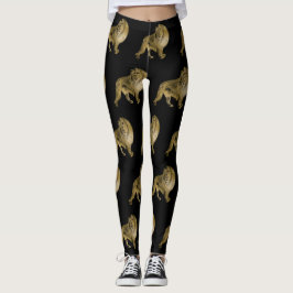 Leggings Leones negros y dorados
