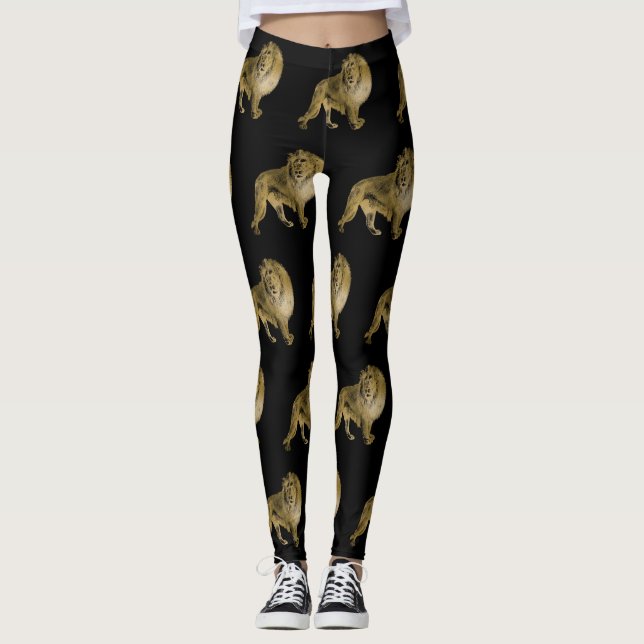 Leggings Leones negros y dorados (Anverso)