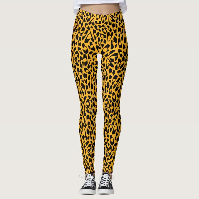 Leggings Leopard heart print yellow (Anverso)