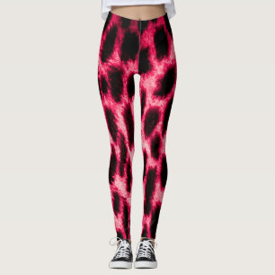 Leggings Leopard Leather: Textura Rojo-Negro.