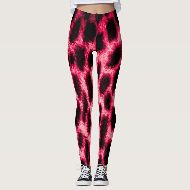 Leggings Leopard Leather: Textura Rojo-Negro. (Anverso)