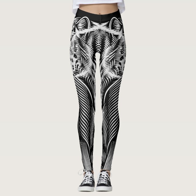 Leggings Leopard Line Flow – Artístico Blanco y Negro (Anverso)
