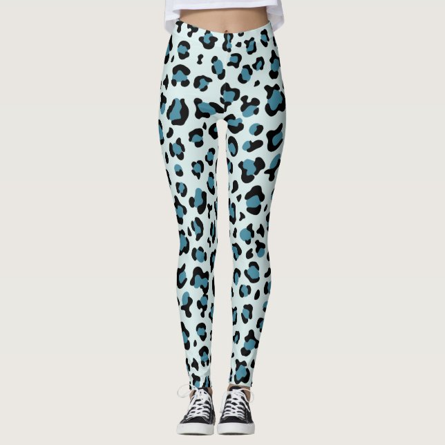 Leggings Leopard Print, Leopard Spots, Blue Leopard (Anverso)