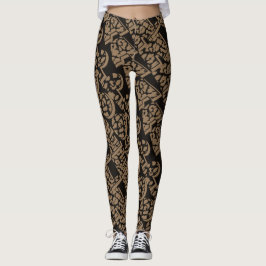 Leggings Leopard Skin Print Black and Brown legggings