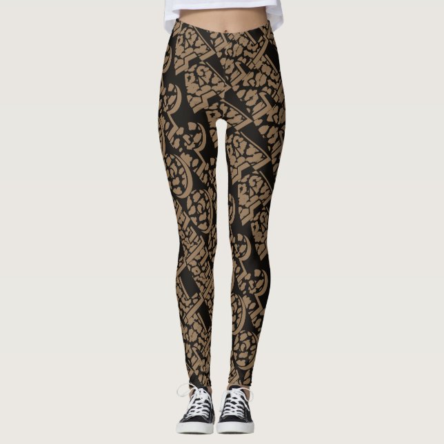 Leggings Leopard Skin Print Black and Brown legggings (Anverso)