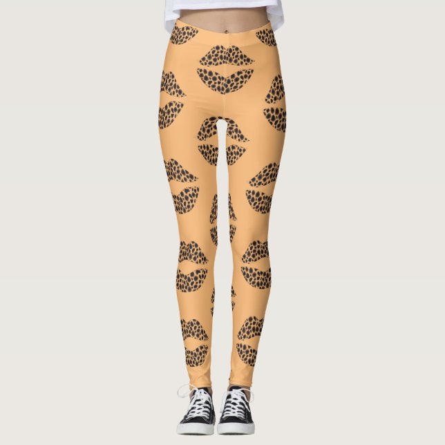 Leggings Leopard Spots Lipstick Kiss Thunder_Cove (Anverso)