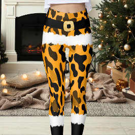 Leggings Leopardo amarillo imprime Navidades de disfraces d