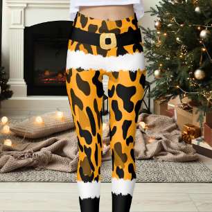 Leggings Leopardo amarillo imprime Navidades de disfraces d