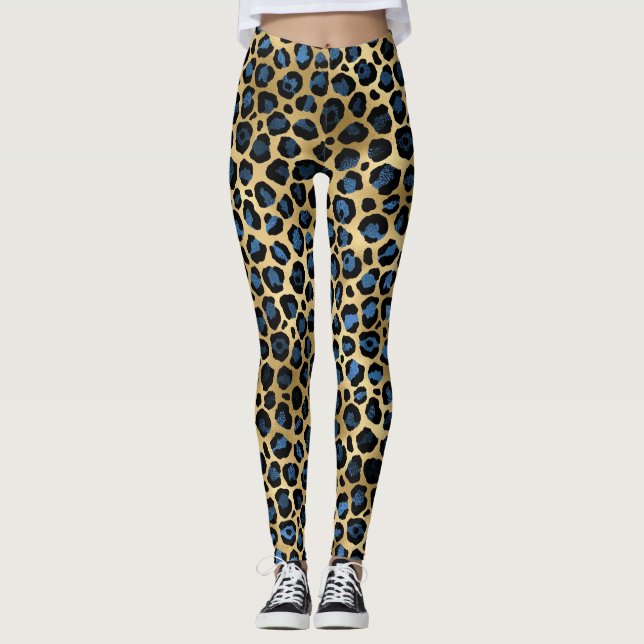 Leggings Leopardo azul y oro (Anverso)