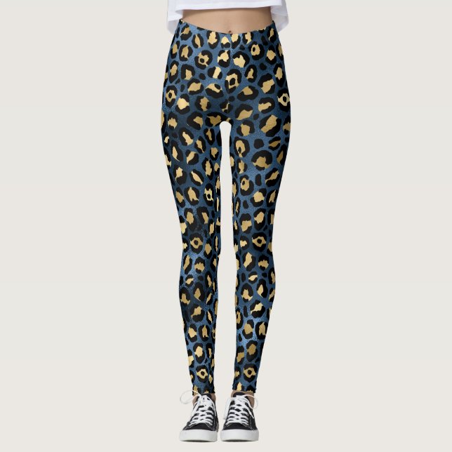 Leggings Leopardo azul y oro (Anverso)
