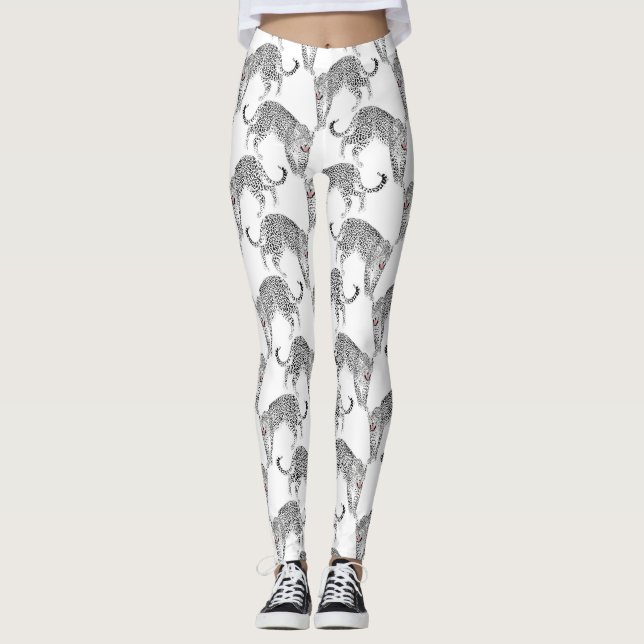 Leggings Leopardo blanco negro (Anverso)