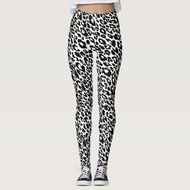 Leggings Leopardo clásico blanco y negro (Anverso)