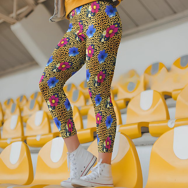 Leggings Leopardo de lujo con flores Imprimir (Subido por el creador)
