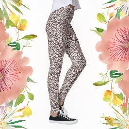 Leggings Leopardo de marfil y piernas de impresión de coraz