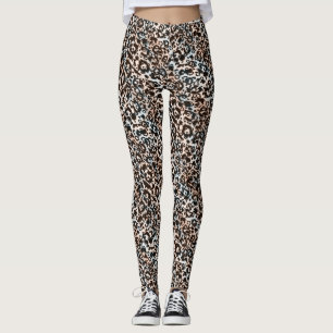 Leggings leopardo, de moda, visto, marrón