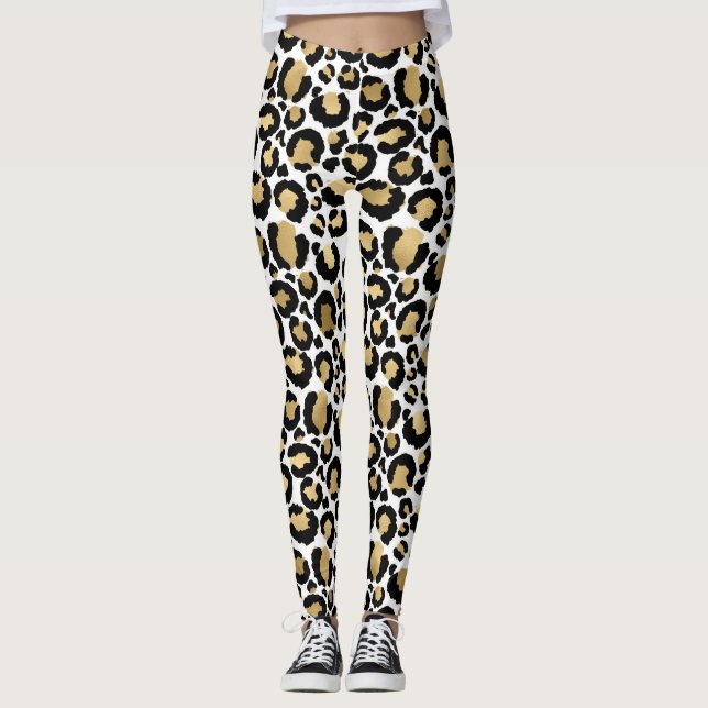 Leggings Leopardo dorado, blanco y negro (Anverso)