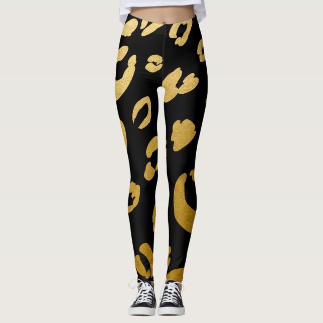 Leggings Leopardo Dorado Cheetah Impresión Animal Salvaje C (Anverso)