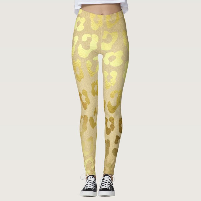 Leggings Leopardo dorado de las piernas de vestir (Anverso)