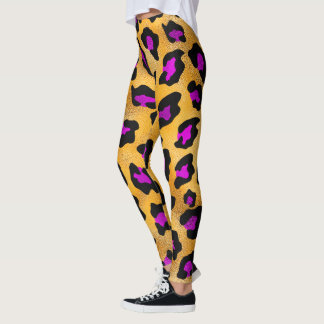 Leggings Leopardo dorado púrpura y negro