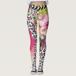 Leggings Leopardo enrrollado y polainas florales