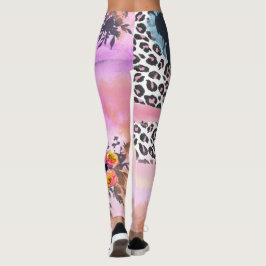 Leggings Leopardo enrrollado y polainas florales