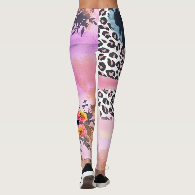 Leggings Leopardo enrrollado y polainas florales (Reverso)