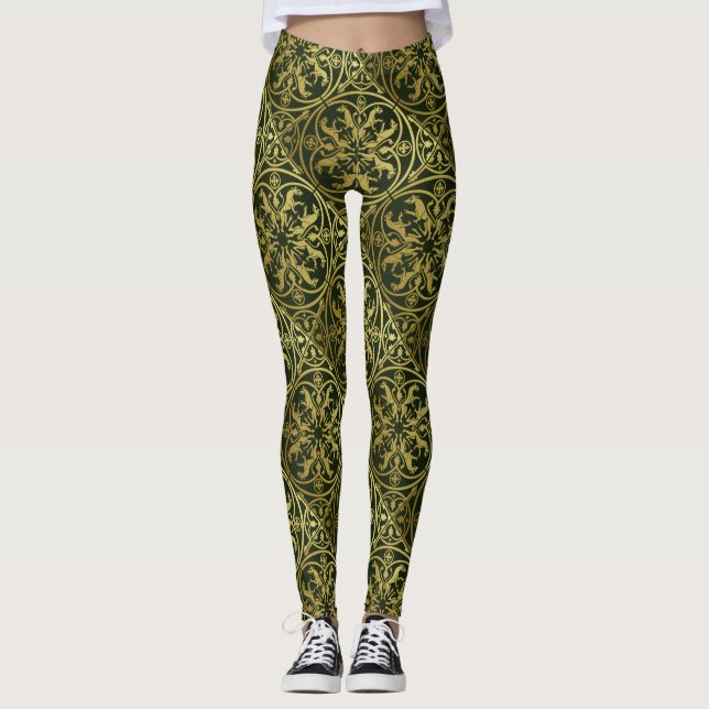 Leggings Leopardo Metálico del León de la Heraldo del Renac (Anverso)