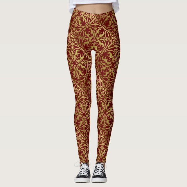 Leggings Leopardo Metálico del León de la Heraldo del Renac (Anverso)