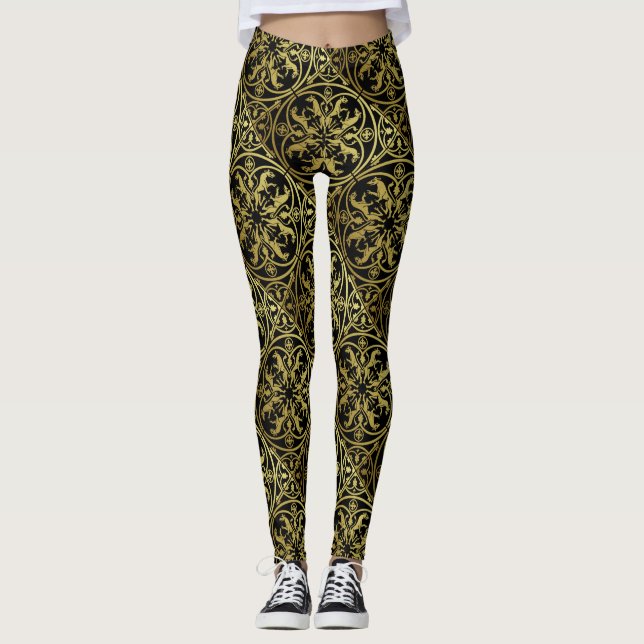 Leggings Leopardo Metálico del León de la Heraldo del Renac (Anverso)
