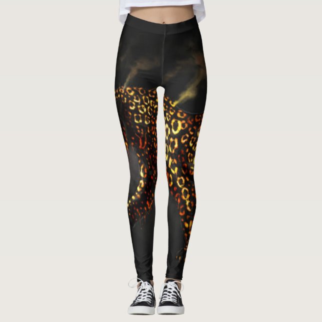 Leggings Leopardo negro de oro - Leopardos impresos y panta (Anverso)