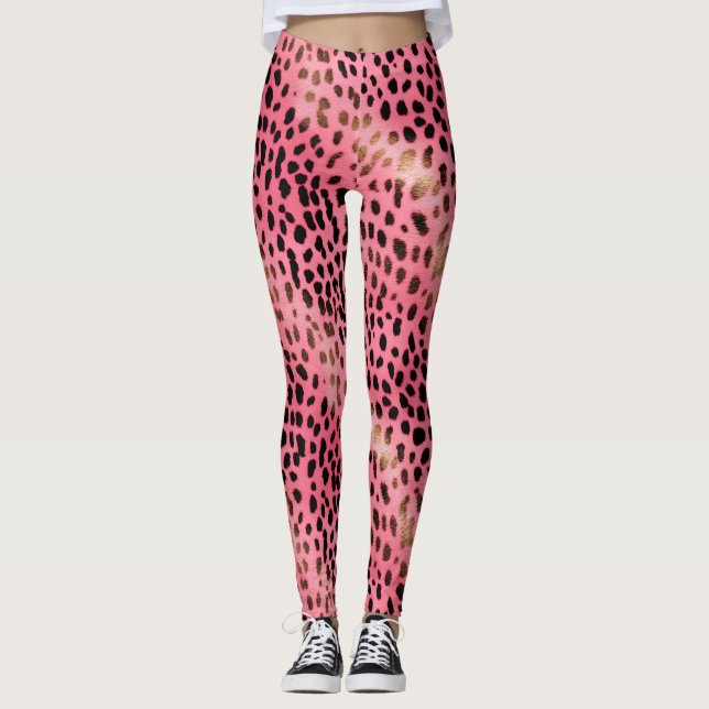 Leggings Leopardo negro rosado (Anverso)