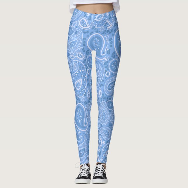Leggings Leopardo Paisley Patrón sin Marea Azul elegante Yo (Anverso)