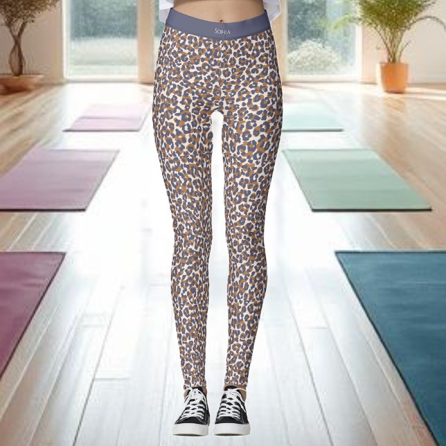Leggings Leopardo Print-Blue y Brown- (Leopard Print-Blue and Brown- Leggings )