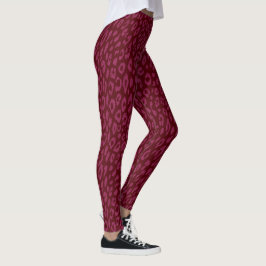 Leggings Leopardo rosa caliente y rojo oscuro único