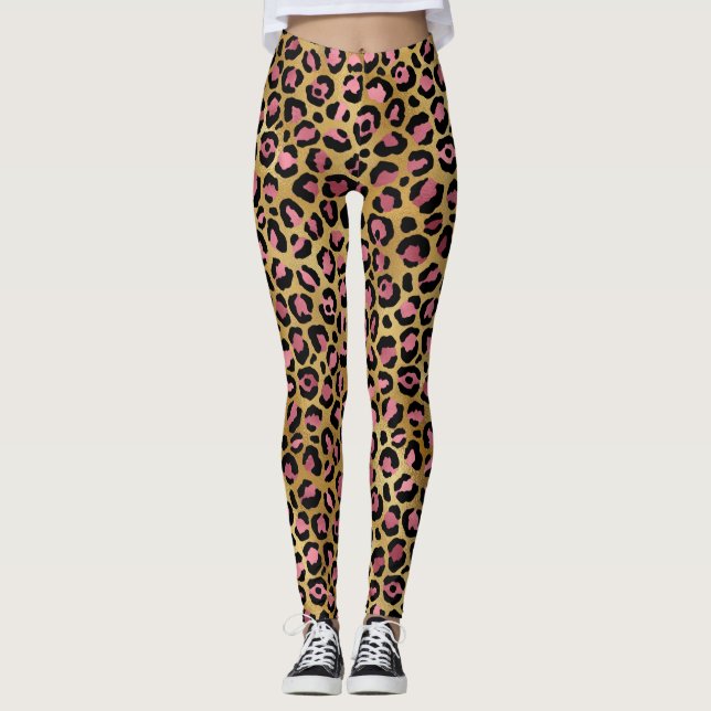 Leggings Leopardo rosa dorado (Anverso)