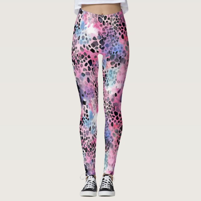 Leggings Leopardo rosado de impresión (Anverso)